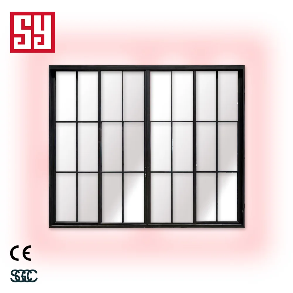 Modern Style Steel Double Glazing Tempered Glass Sliding Doors Windproof Feature Commercial Use 5 Year Warranty Silent Elegant