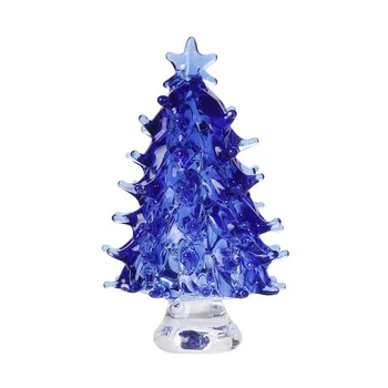 Color Christmas Tree Sculpture Figurine Decorative Colorful Crystal Christmas Tree Holiday Figurine with Gift Box
