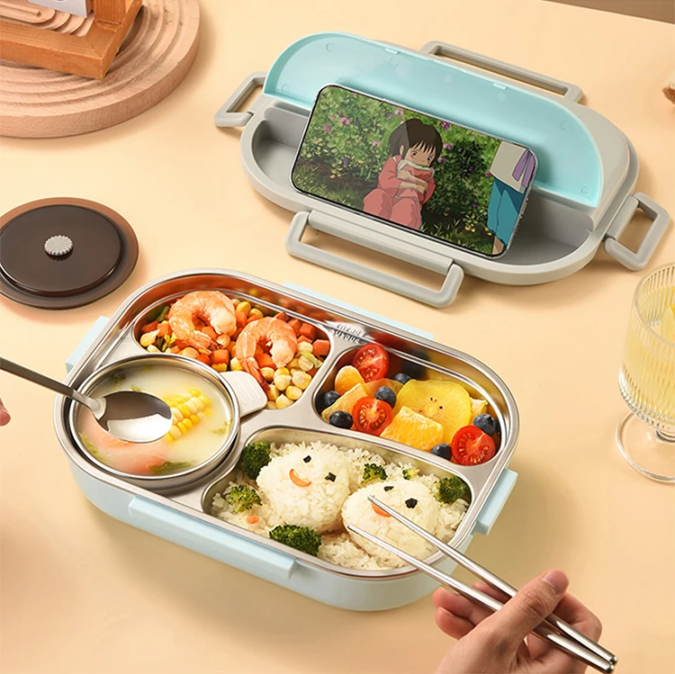 4-compartment Sus 304 Stainless Steel Tiffin Bento Box Leak-proof ...