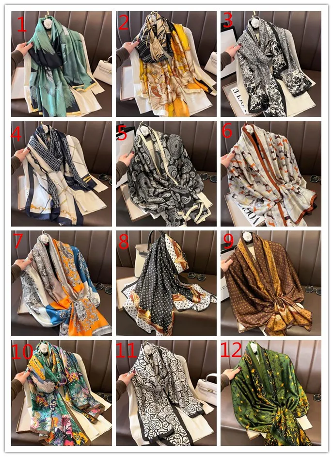 Wholesale Custom Soft Smooth Print 180*90cm Women Long Shawl Luxury