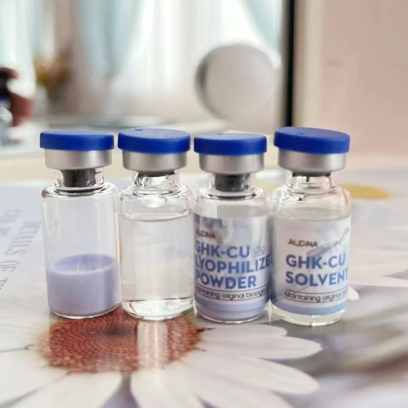 ghk cu lyophilized vs cosmetic G High-quality Hot Selling Cosmetic Grade GHK-Cu Copper Peptide Blue Copper  Peptide Lyophilized Powder Set Intensive Serum