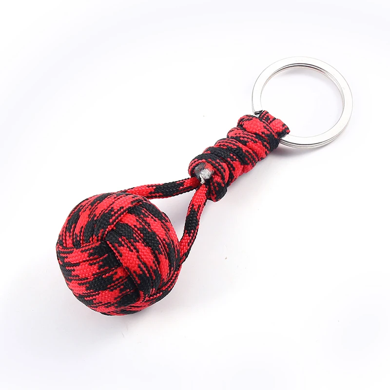 Red and Black 2 inch Paracord Monkey Fist Lanyard 2 Monkey Fist Steel Ball Core Nautical Rope Decor Paracord Accessories USA Handmade Decor