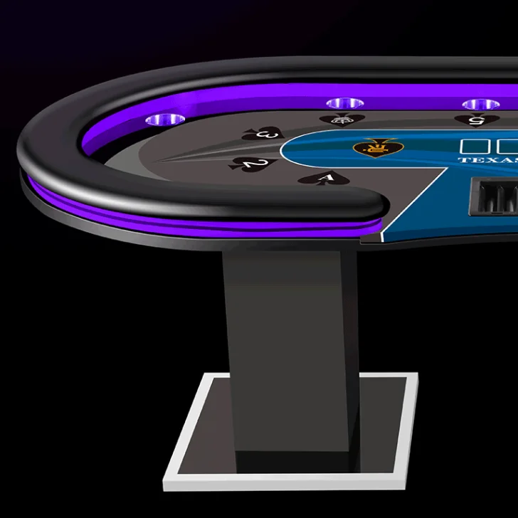 Customized Poker Table Wooden Texas Poker Table With Colorful Led Light