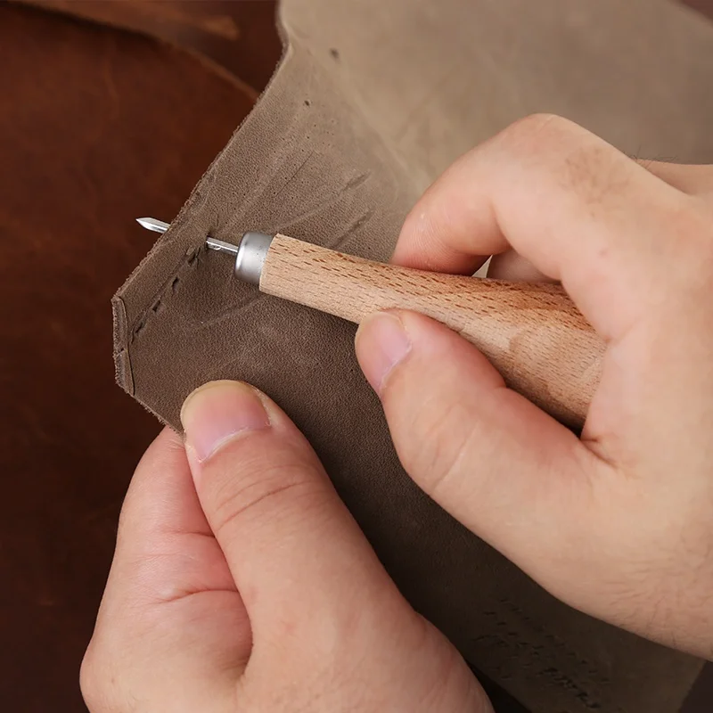 Leather Punching Tools for Making Hole Wood Handle Sharp Awl