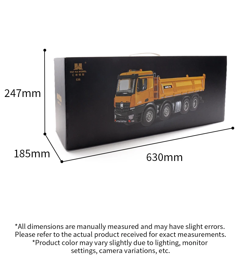 HUINA 1536 RC Car 8-Wheels Heavy-Duty Vehicle 1/14 Large Dump Truck Alloy Engineering Truck Cargo Remote Control Toys Model