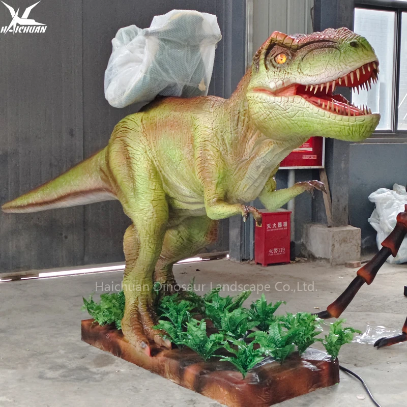 Grande Taille Dinosaure Triceratops Animatronique Robotique Interactif à Guidon avec Queue et Bouche Mobiles pour Décorations de Centre Commercial