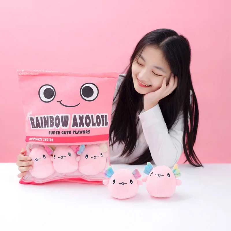 Creative Axolotl Snack Plush Toy Pillow Stuffed Plush Axolotl Toy Animals Custom Design Axolotl Snack Plush Toys