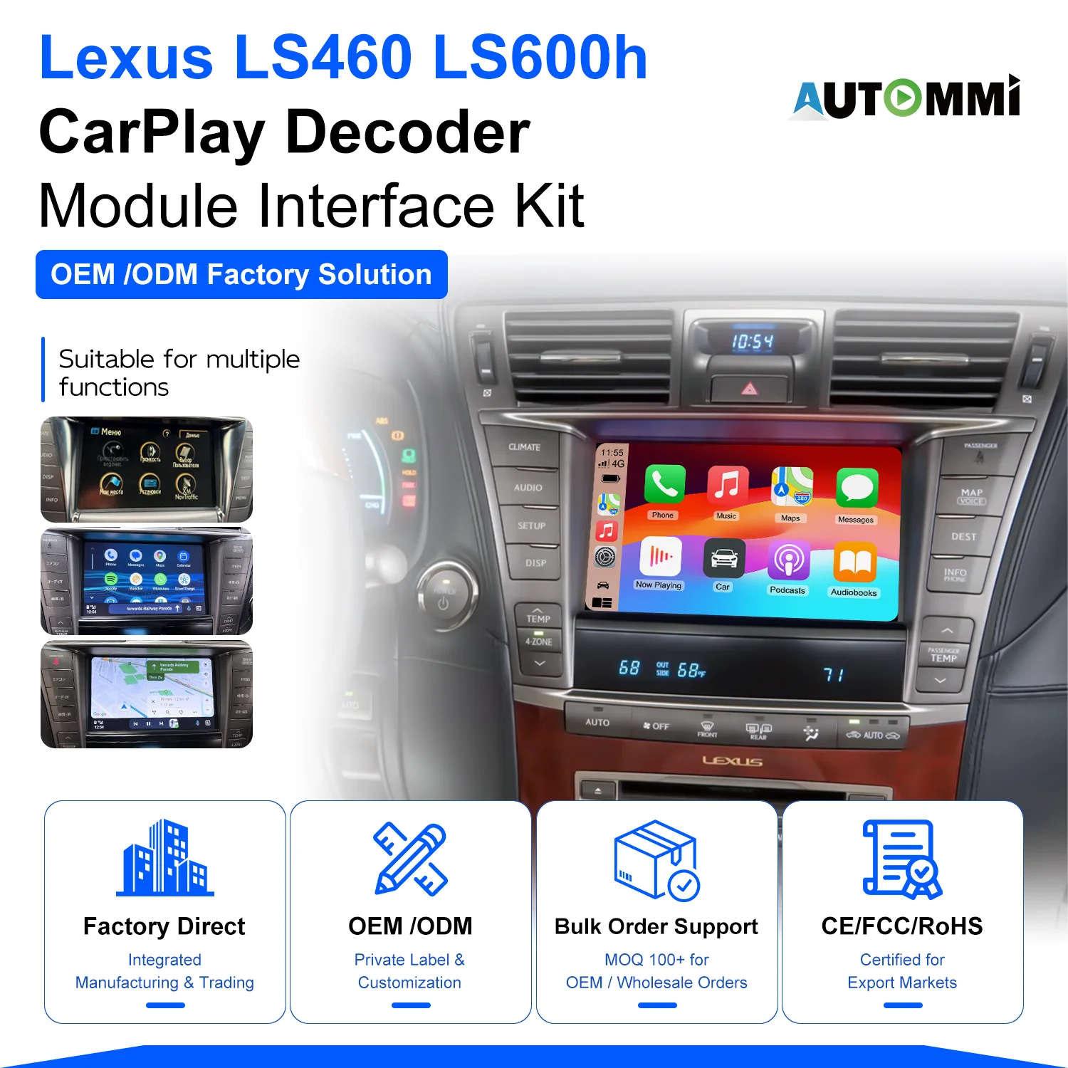 LS460 LS600 OEM Head Units Upgrade with Carplay & Android Auto