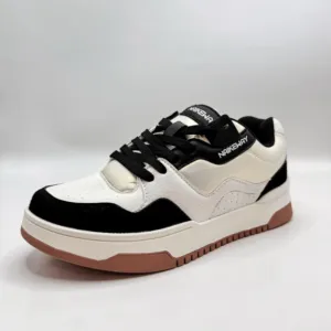 Unisex White Black Color Flat Sports Sneakers Custom Logo Casual Walking Shoes Breathable Skateboard Shoes for Men and Women