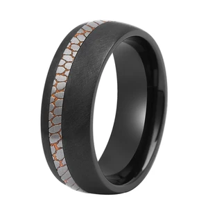 TIZTI Fashion Jewelry 8mm Custom Matte Finish Black Zirconium Tungsten Carbide Titanium Superconductor Ring for Men