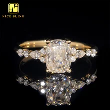 High Quality 10K Gold Diamond Ring Women Cushion Cut VVS Moissanite Wedding Engagement Rings For Women