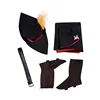 Completo rosso e nero (mantello, cintura, cappello e copriscarpe)
