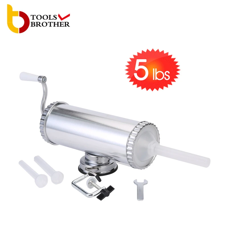 Details about   3LBS Sausage Stuffer Aluminum Meat Maker With Suction Base Horizontal Kitchen 
