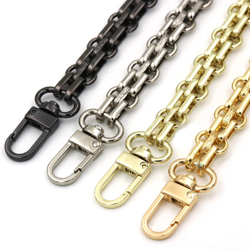 4 Pieces Different Sizes DIY Iron Flat Chain Belt, Handbag Replacement Belt,  Shoulder Belt, Wallet Chain Belt, Metal Buckle(7.9 inch, 15.7 inch, 31.5  inch, 47.2 inch) Light Gold 7.9/15.7/31.5/47.2 inch Light Gold 4 PCS