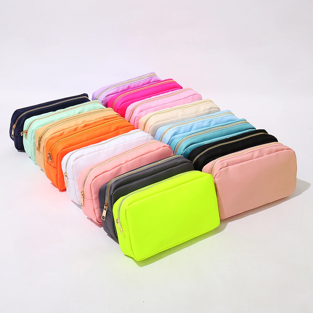 DANCOUR Makeup Bags for Women, Nylon Make Up Bags, Large Makeup Bag, Preppy Makeup Bag, Make Up Pouch Bags for Travel Toiletry Bag, Nylon Pouch