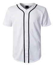 Polyester UNISEX Sublimation Jersey custom design Men's Buttoned Down Blank White Baseball Jersey