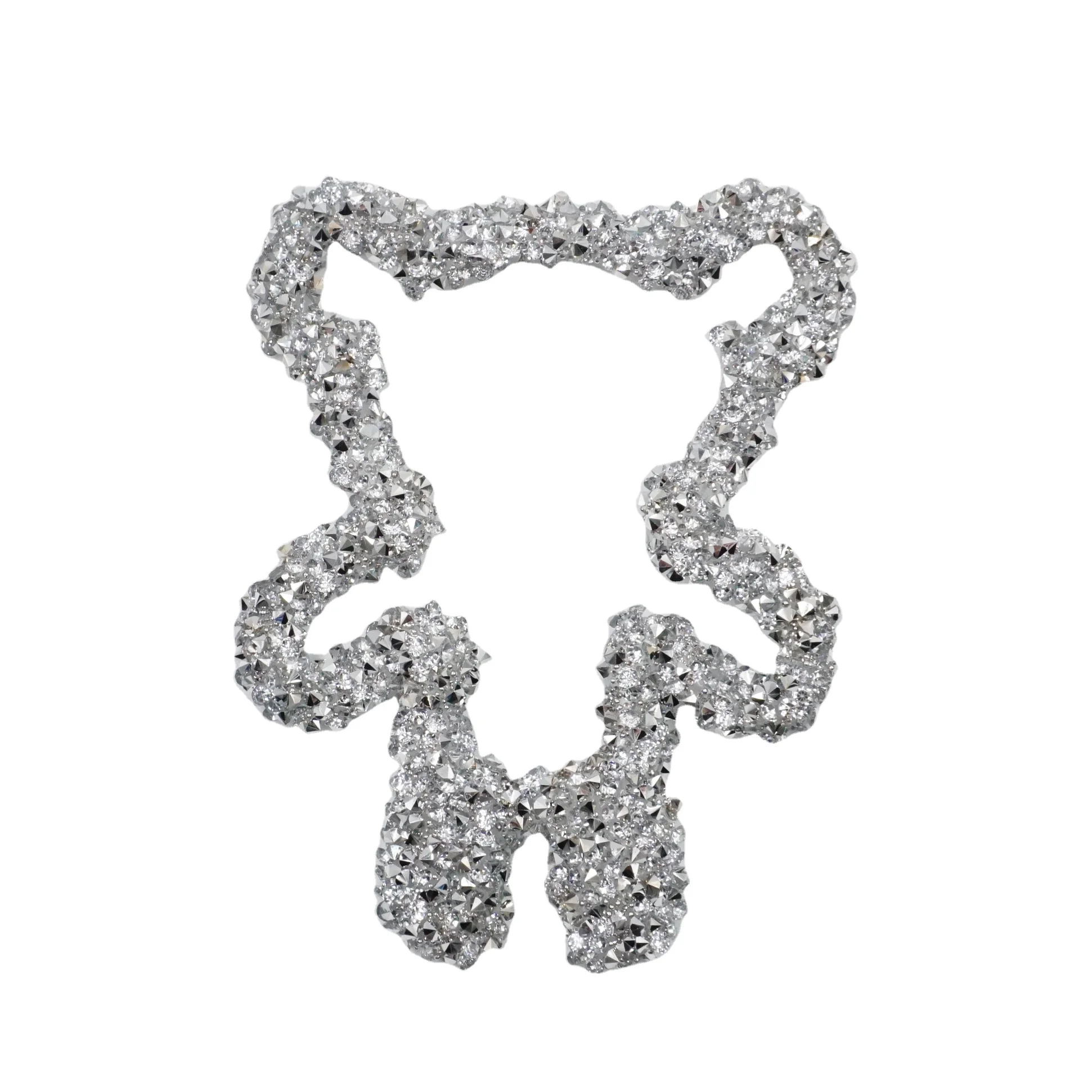 Free sample Custom Design Bear rhinestone Patch 3D Embroidery Applique For Clothing