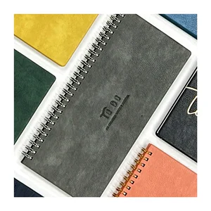 Wholesale PU Leather Desk Work Calendar 2026 Spiral Planner Personalized Office Agenda Meeting Notebook with Embossed logo