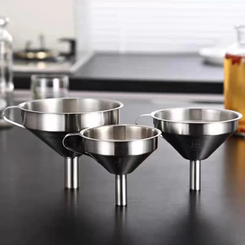 Metal Kitchen 304 Separating Oil Stainless Steel Funnel Metal Drinking
