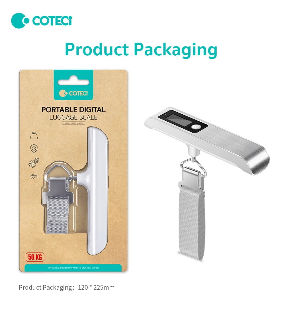 COTECi Portable Electronic Scale High Precision Mini Small Travel Digital Luggage Scale Express Spring Scale Hand Weighing