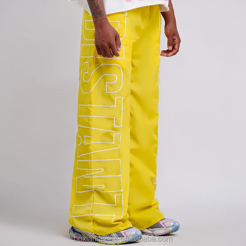 Custom Logo High Quality Streetwear 3D Embroidery Wide Leg Pants