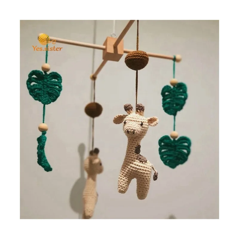 Woodland Baby Nursery Decor Stuffed Crochet Giraffe Hanging Toy Safari  Mobile Baby