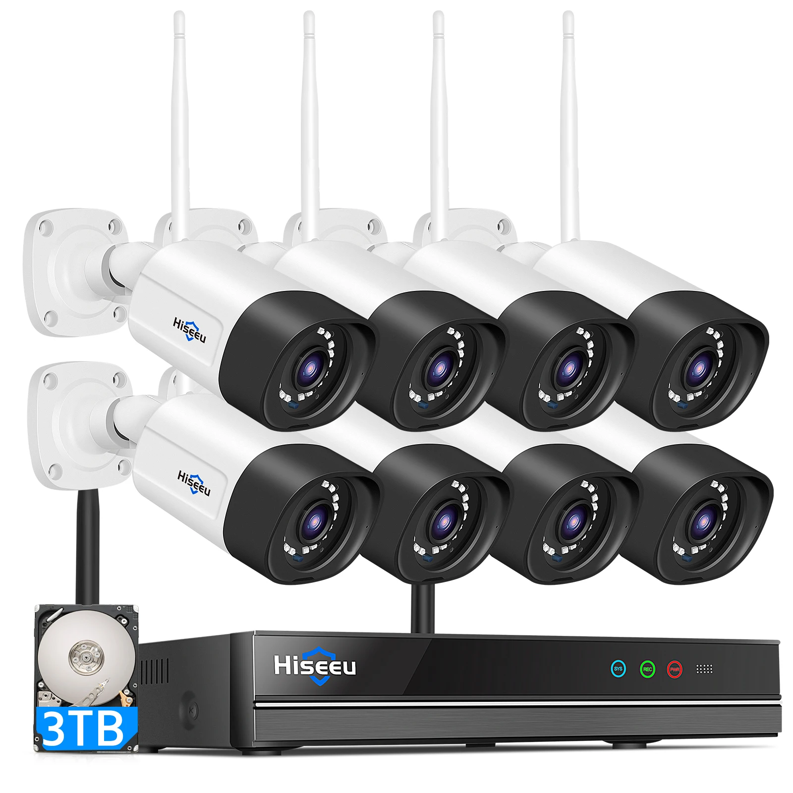 Hiseeu 10CH NVR 5mp HD Two Way Audio Full Color Night Vision