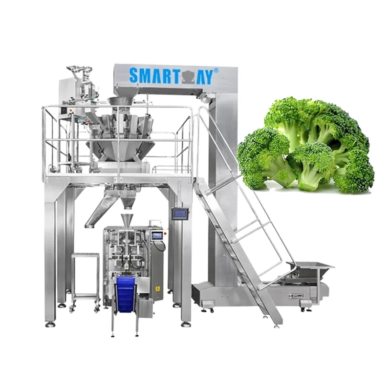 Vertical Vegetable Packing Solution Automatic Weighing Packing Broccoli Pouch Salad Packaging Machine 30-50 Bags/min