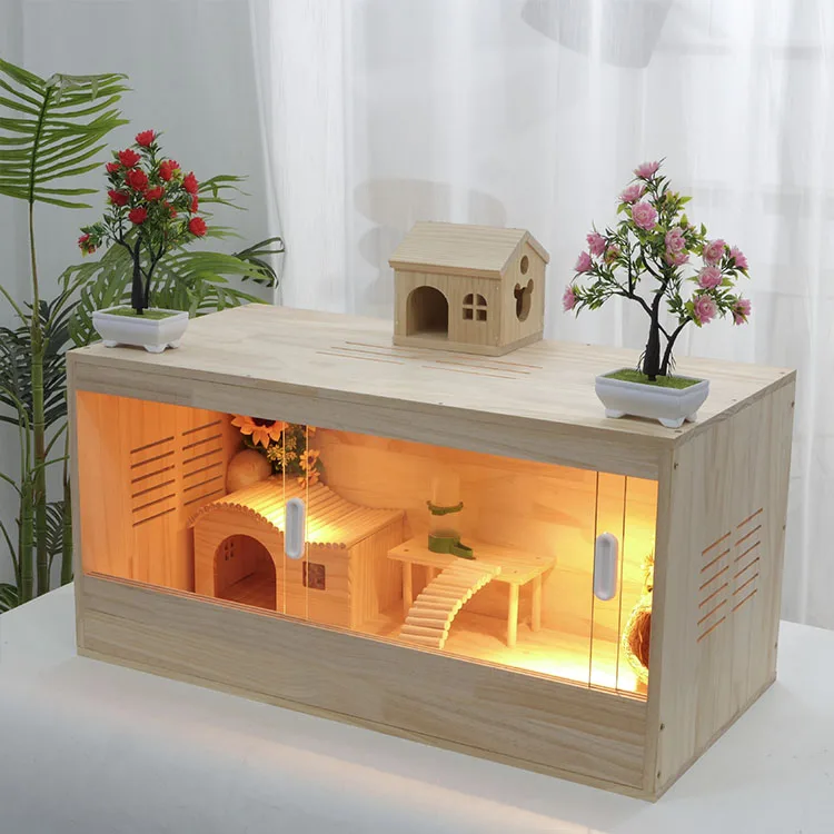 View of Sustainable Hamster Cage - Wood Carton Box Natural Easy Pet Cages