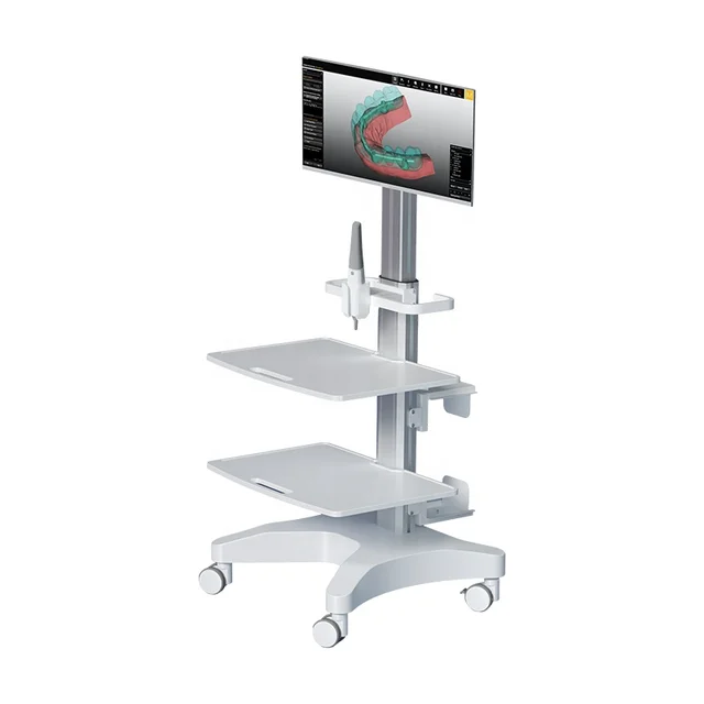 Wholesale Price Aluminum Hospital Furniture Medical Dental Oral Scanning Cart with Oral Scanner Holder and 2 tray for Hospital