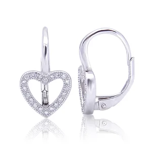 Women Wedding 925 Sterling Silver France Lock Love Heart Knot Chinese Earring