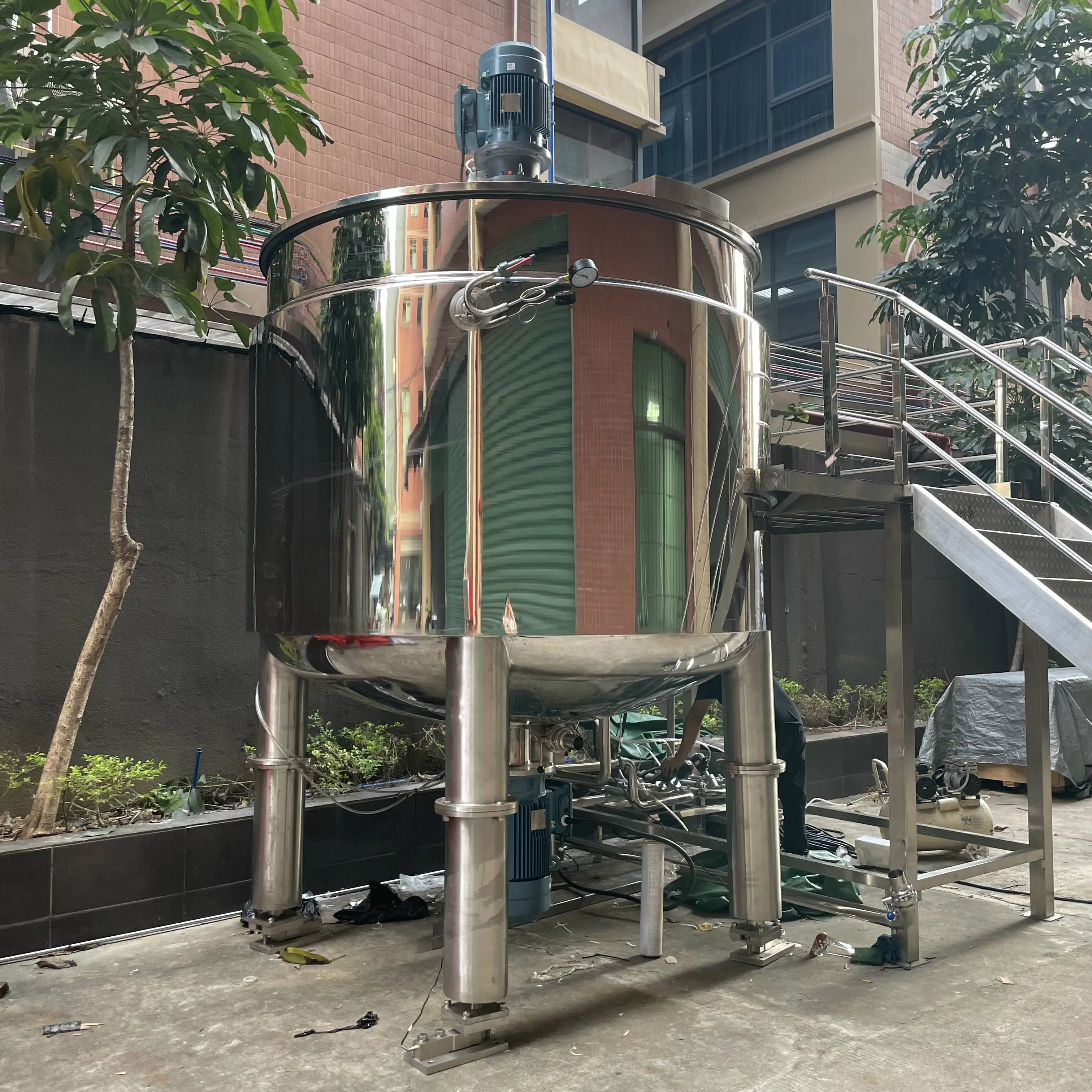 2000L  Agitator Blender Toilet Bleach Liquid Soap Mixer Tank Chemical Equipment Machinery Shampoo Making Machine