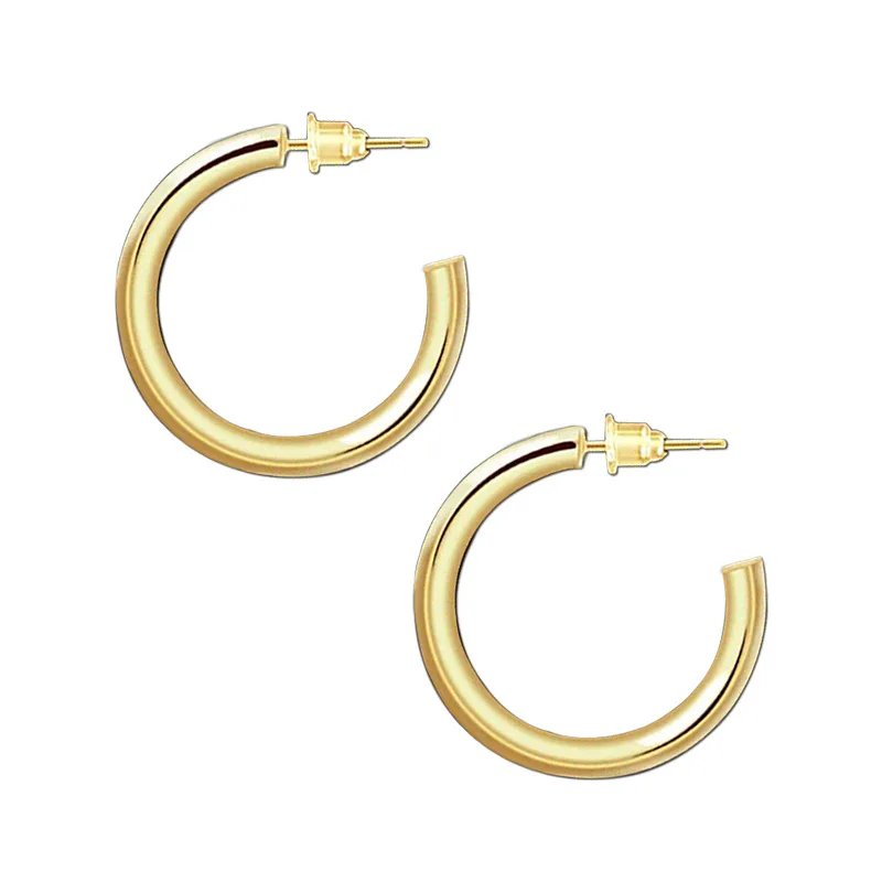 14k gold colored lightweight chunky open hoops