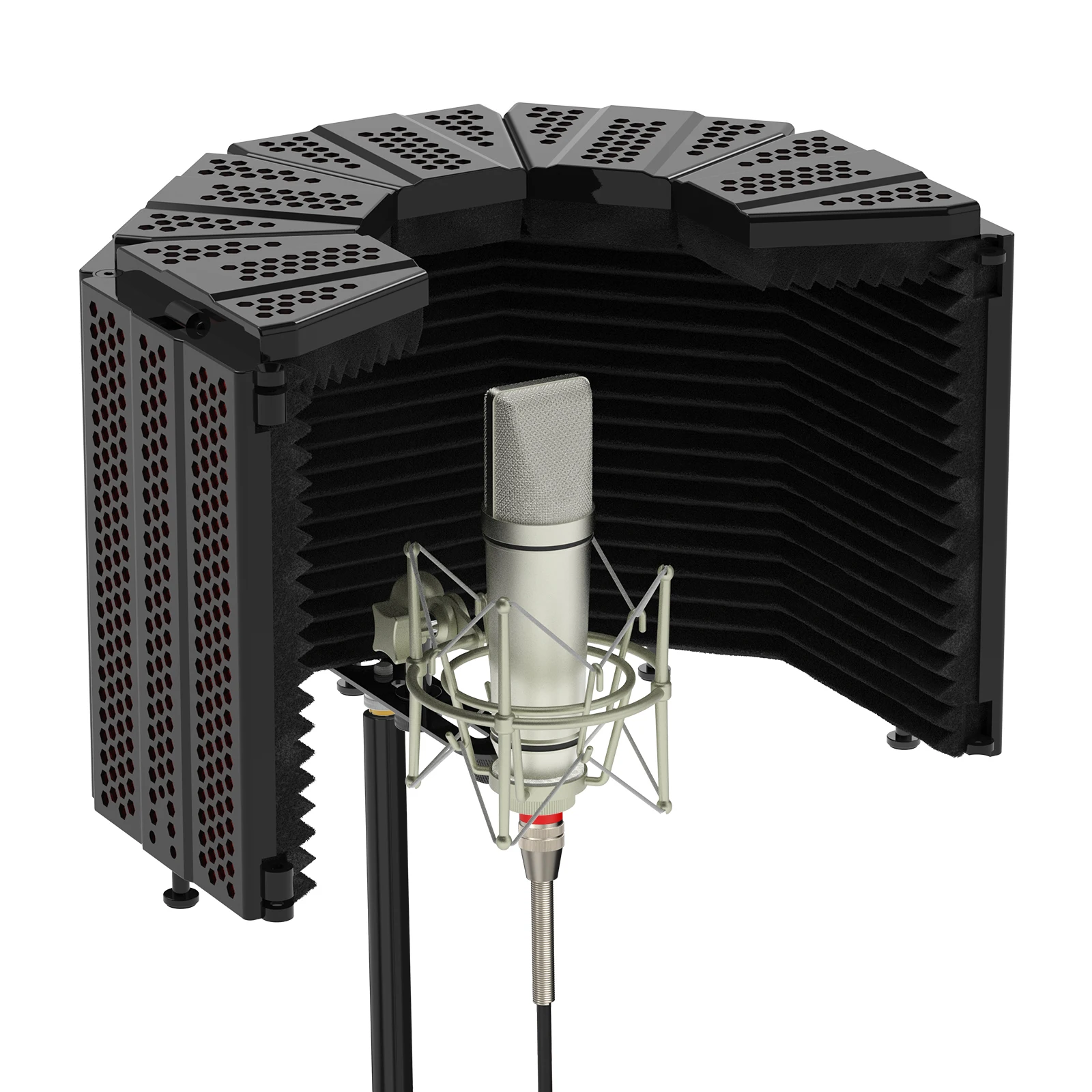 Studio metal logo printed anti-P OPfilter isolator sponge vocal anti noise reflection wind shield isolated microphone windshield