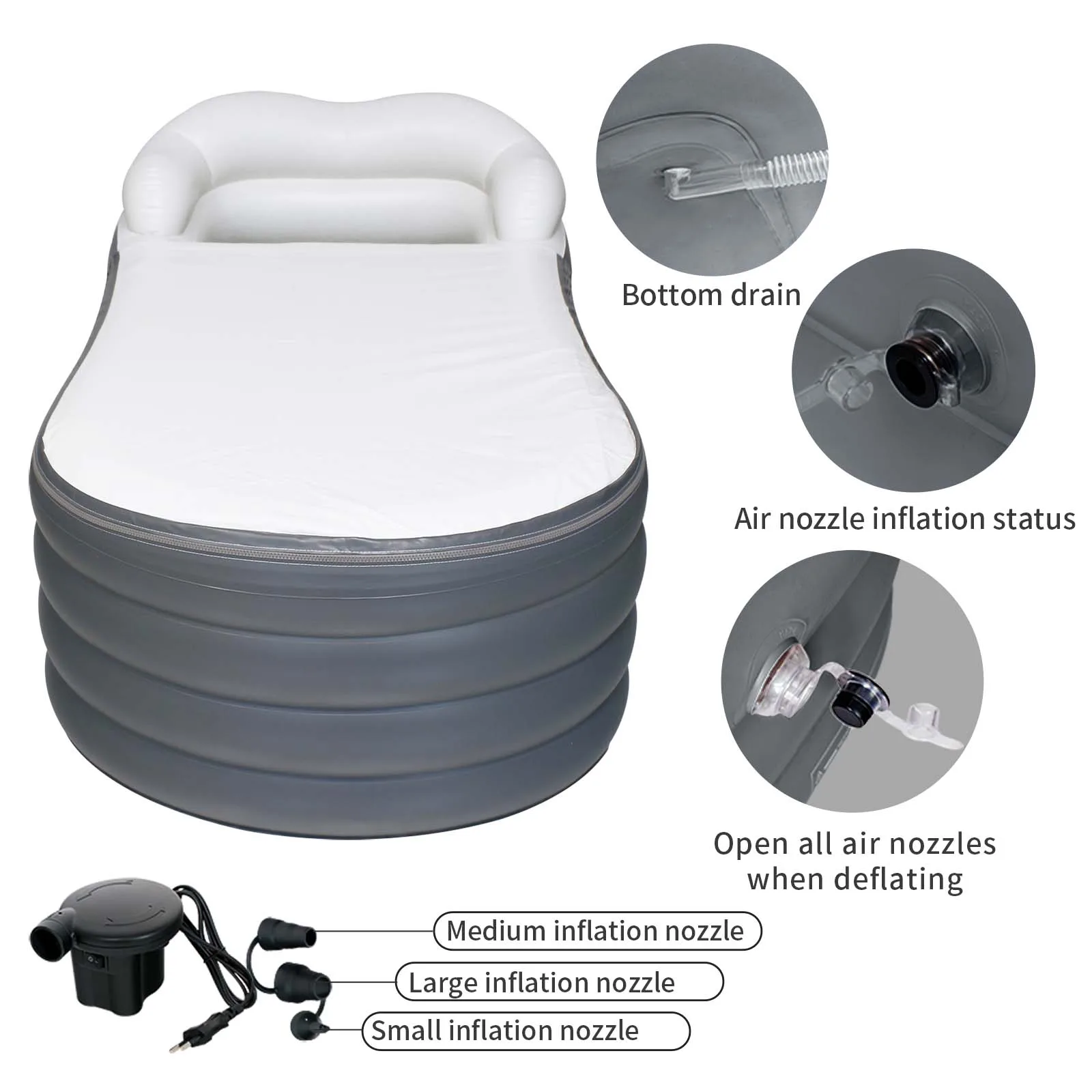 Inflatable Bathtub for Adults Spa Bathtub Foldable Portable Bathtub Blow up Bath Tub
