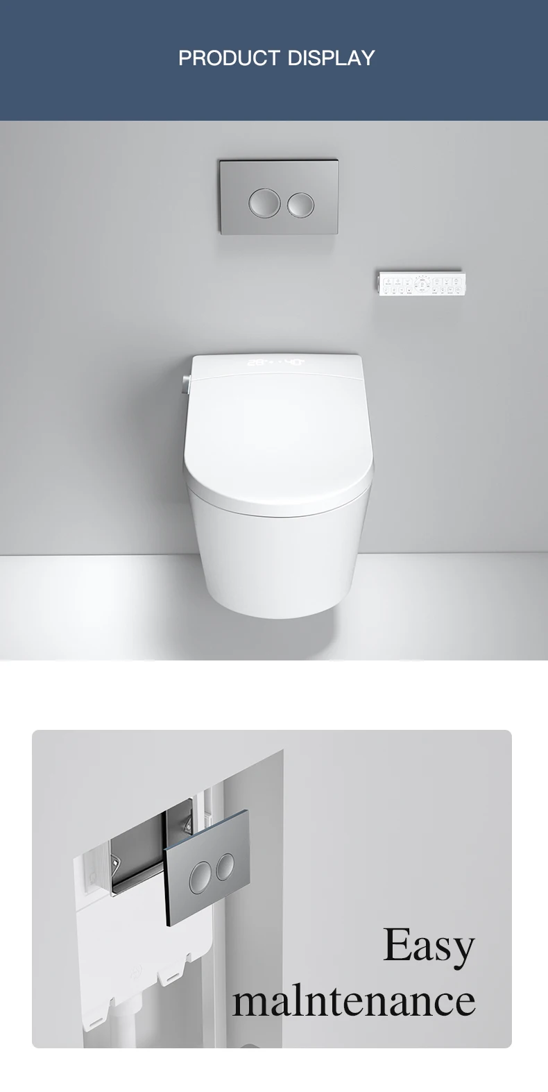 European standard smart wall mounted toilet and water tank bathroom white electric toilet manufacture