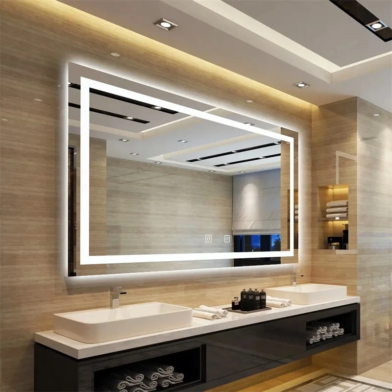 product hot selling factory design smart led bathroom mirror rectangular anti fog with light-4