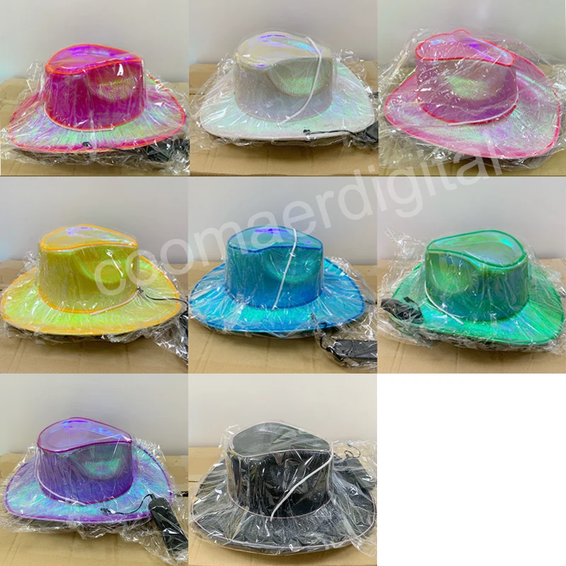 Holographic Space Cowgirl Hat With Rhinestone Tassel Cowboy Hat