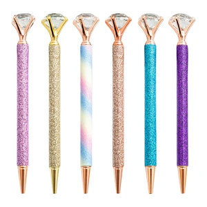 New Cute Creative Diamond Gold Powder Metal Ballpoint Pen for Girls and Students Welcome Gift Pen