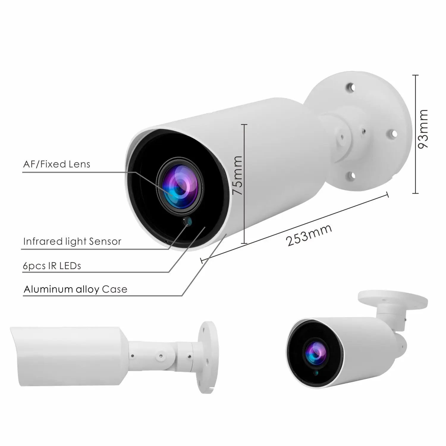 Besview Megapixel P2P Danale APP 12X 5-60MM Lens 6PCS SMT LEDS  45m IR Night Vision Video Network Bullet CCTV IP Camera