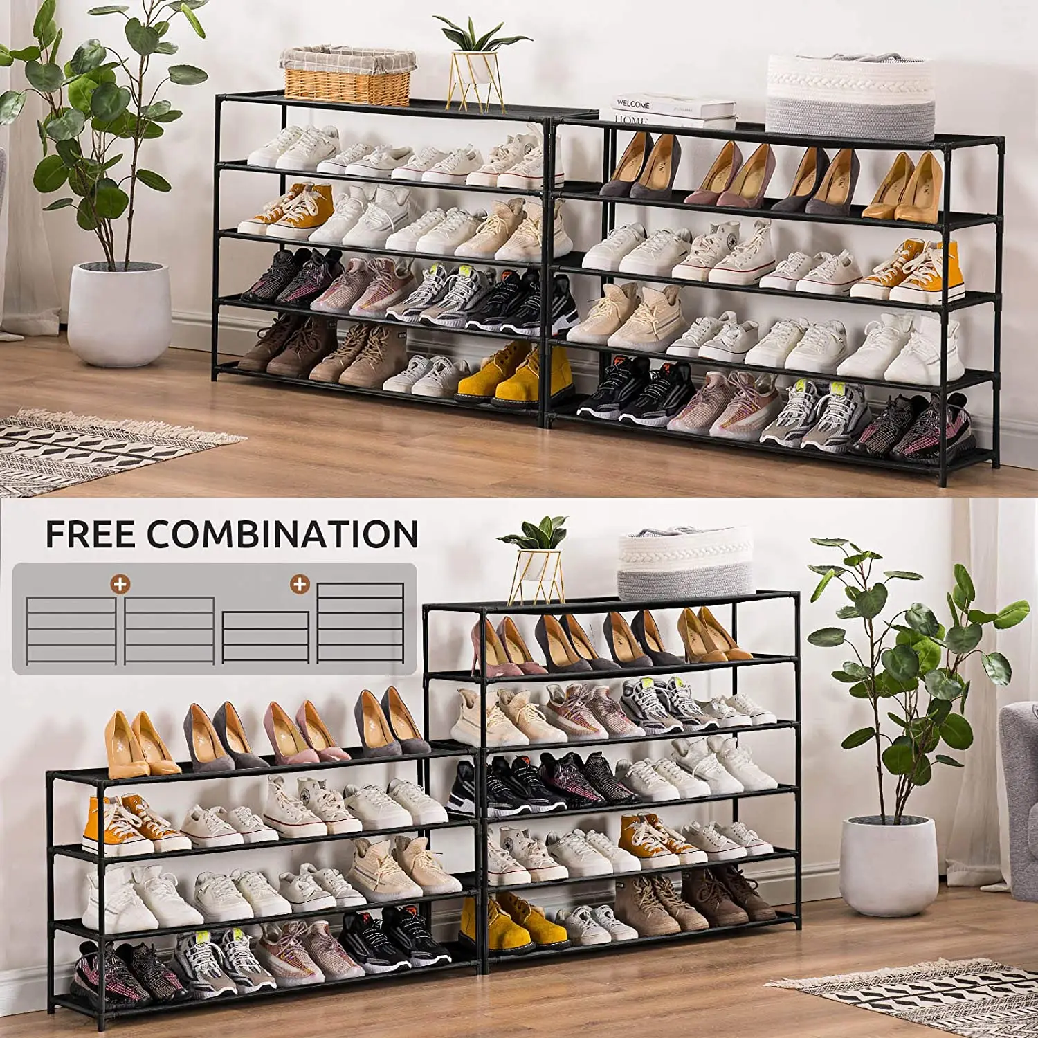 Freestanding 10 Tiers Shoe Rack - Organize 50 Pairs