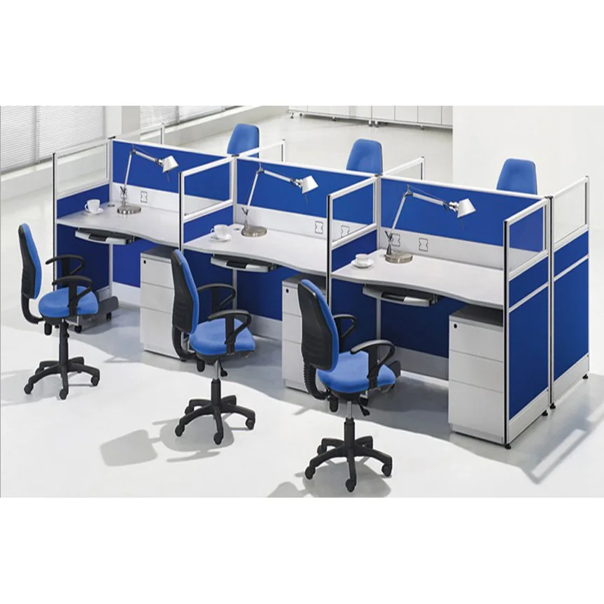 Modern Cheap Modular Aluminum Partition 6 Seater Office Workstation Cubicle