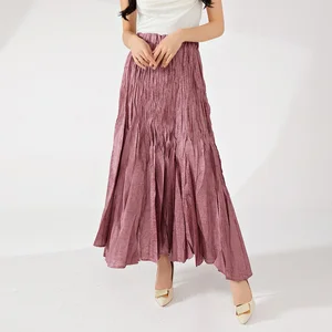 High Waist Women's Vintage A-Line Skirt Stretch Pleated Style With Natural Waistline for Women's Skirts Category