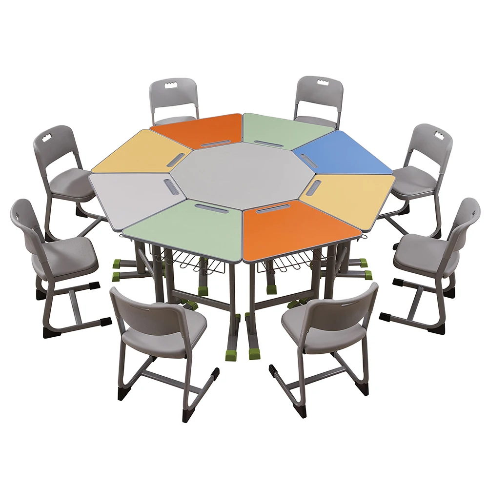 Modern Classroom Wood Furniture Middle Student School Desk And Chair 8