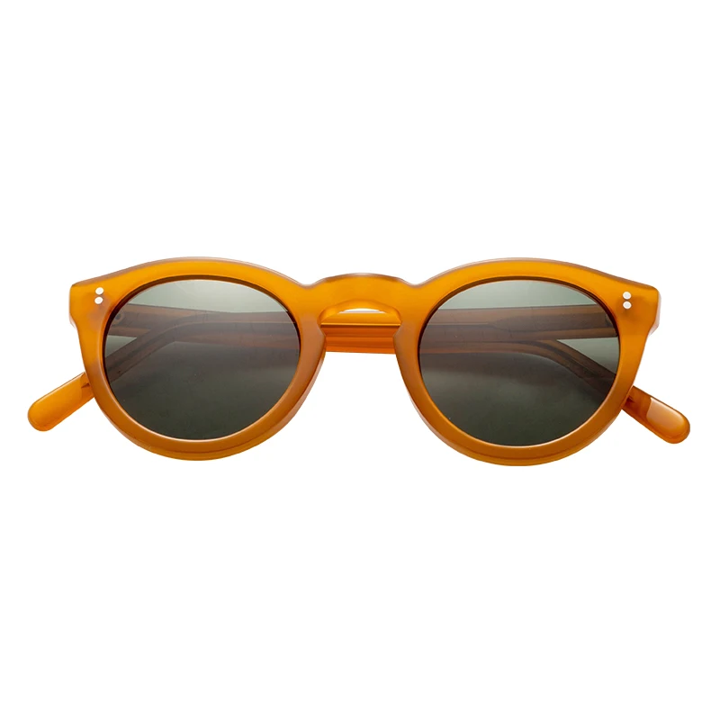 Retro Round Mazzucchelli Custom Logo Cellulose Acetate Frame Polarized Sunglasses