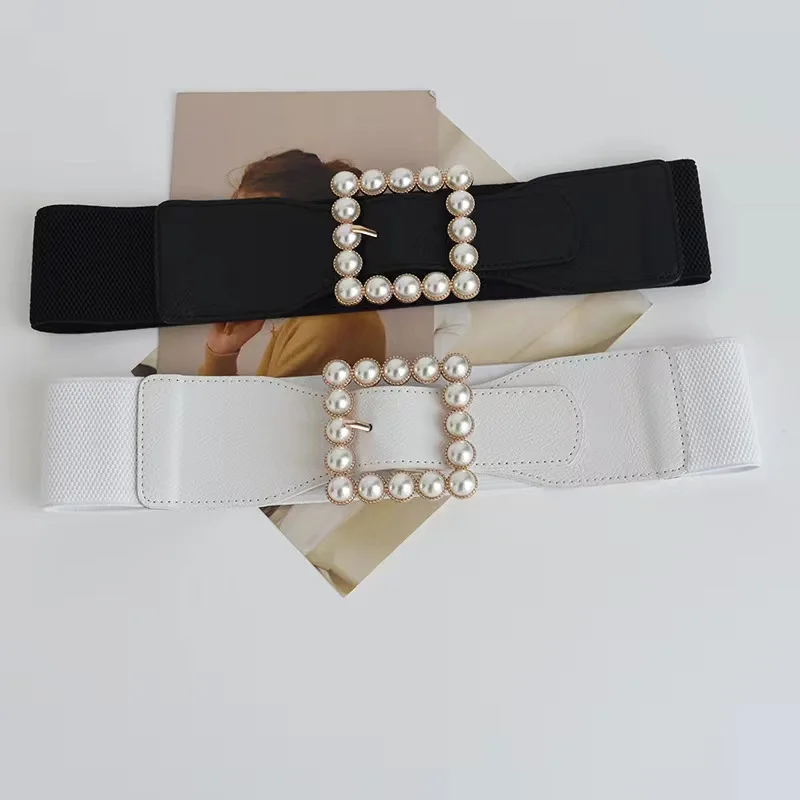Set 2 Cinture Elastiche A Foglia Con Forcine Abbinate, Oro E Argento, Finiture In Metallo, Per Vestiti, Camicie, Accessori Donna - 2