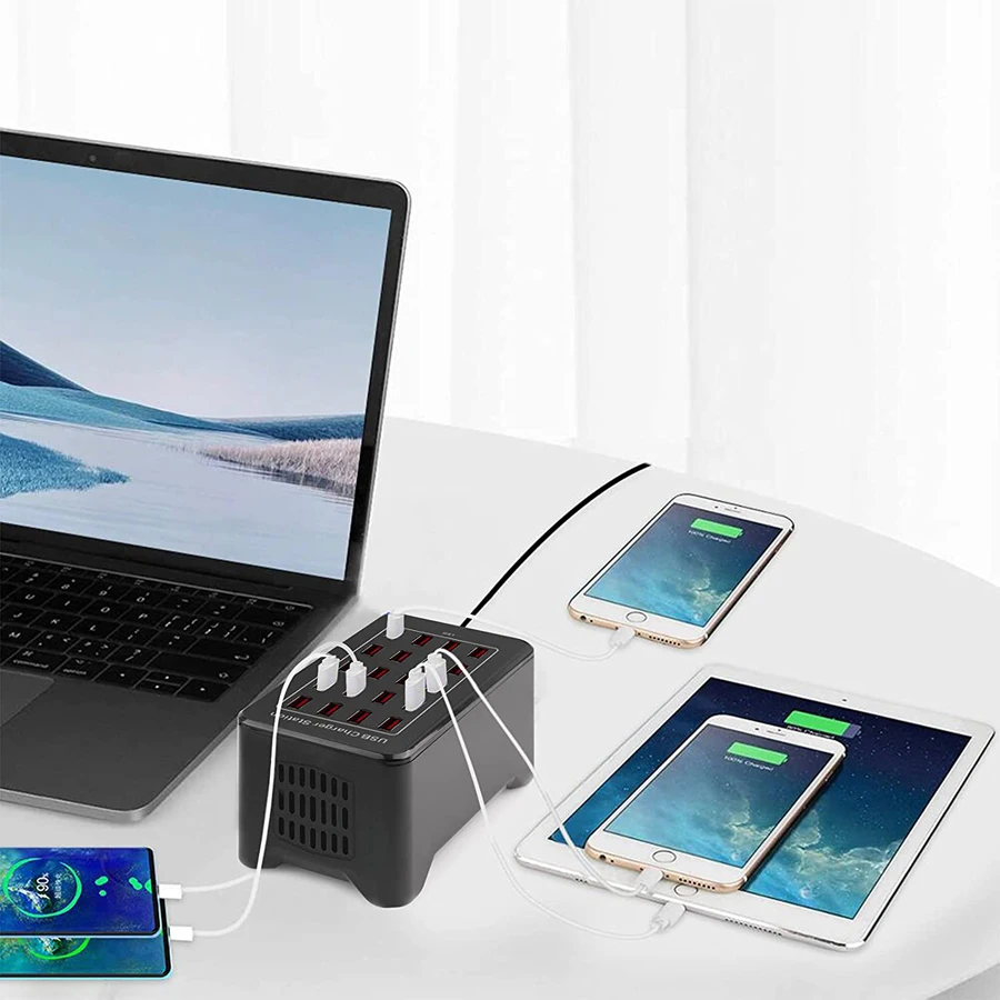8-poorts USB-laadstation organizer voor meerdere apparaten,QC3.0