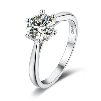 Crown  S925 Silver Plated Platinum Moissanite Diamond Ring 1.0 Carat D Grade for Engagement and Wedding