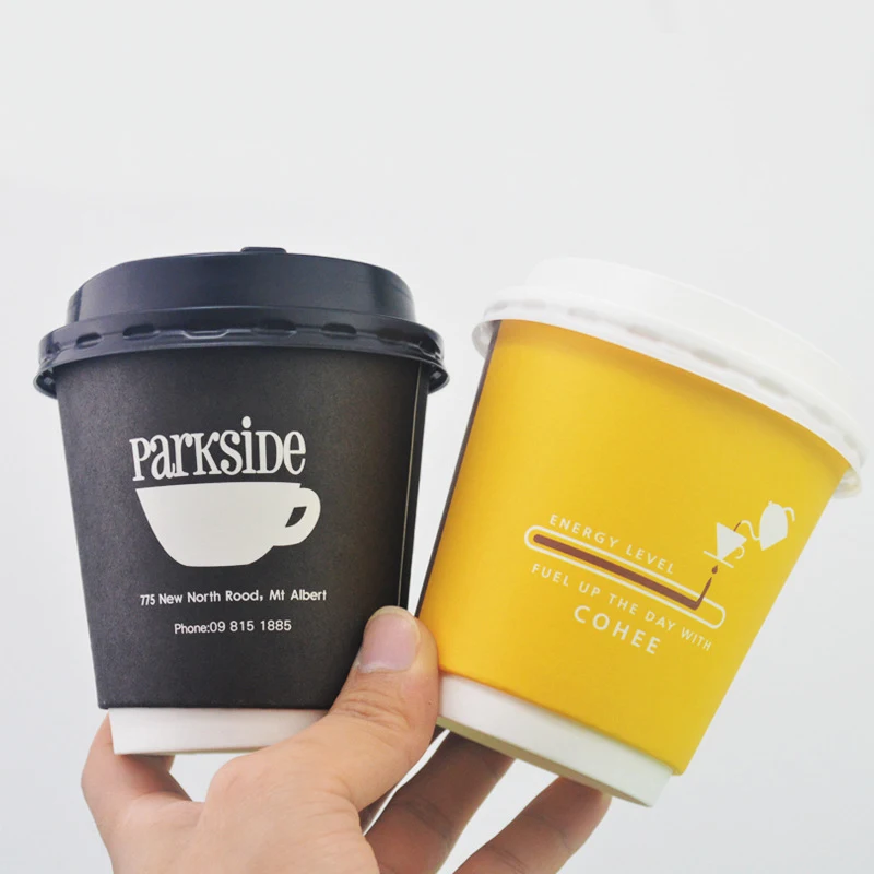 Eco Friendly Recyclable Heart Shape Plastic Cups Black Pp Lid 85 89 95 Mm 12Oz 16Oz Paper Coffee Cups With Pp Lid Anti Spill details