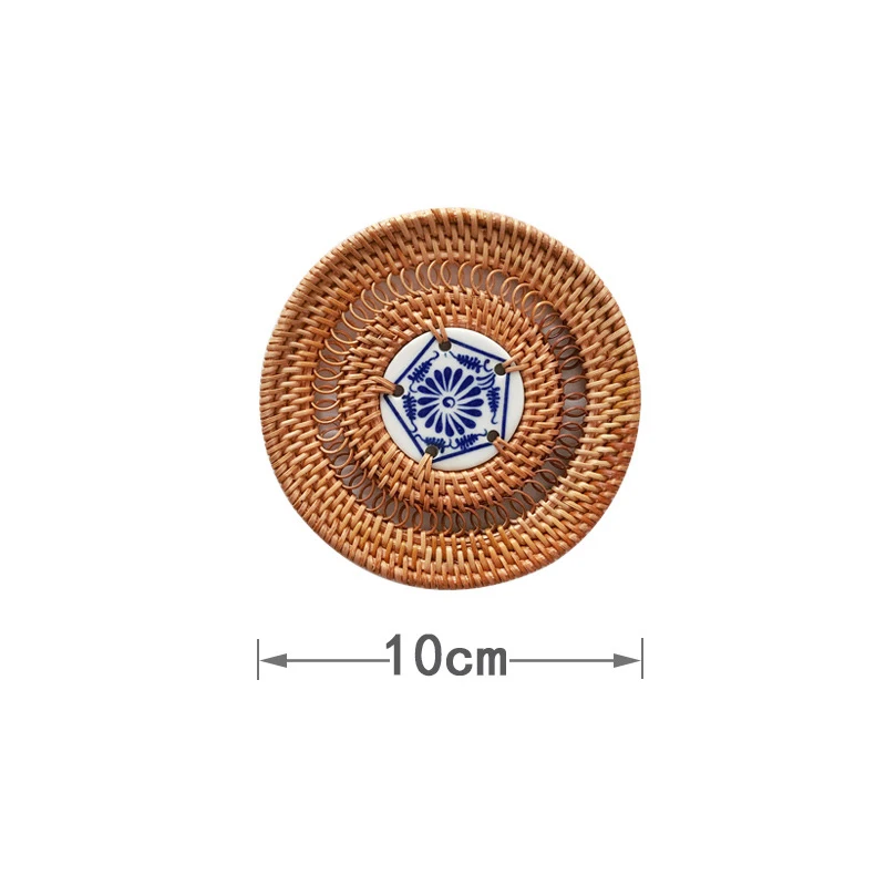Eco-friendly Round Decorative Heat Resistant Mats Natural Hand Woven Rattan Placemats for Dining Table